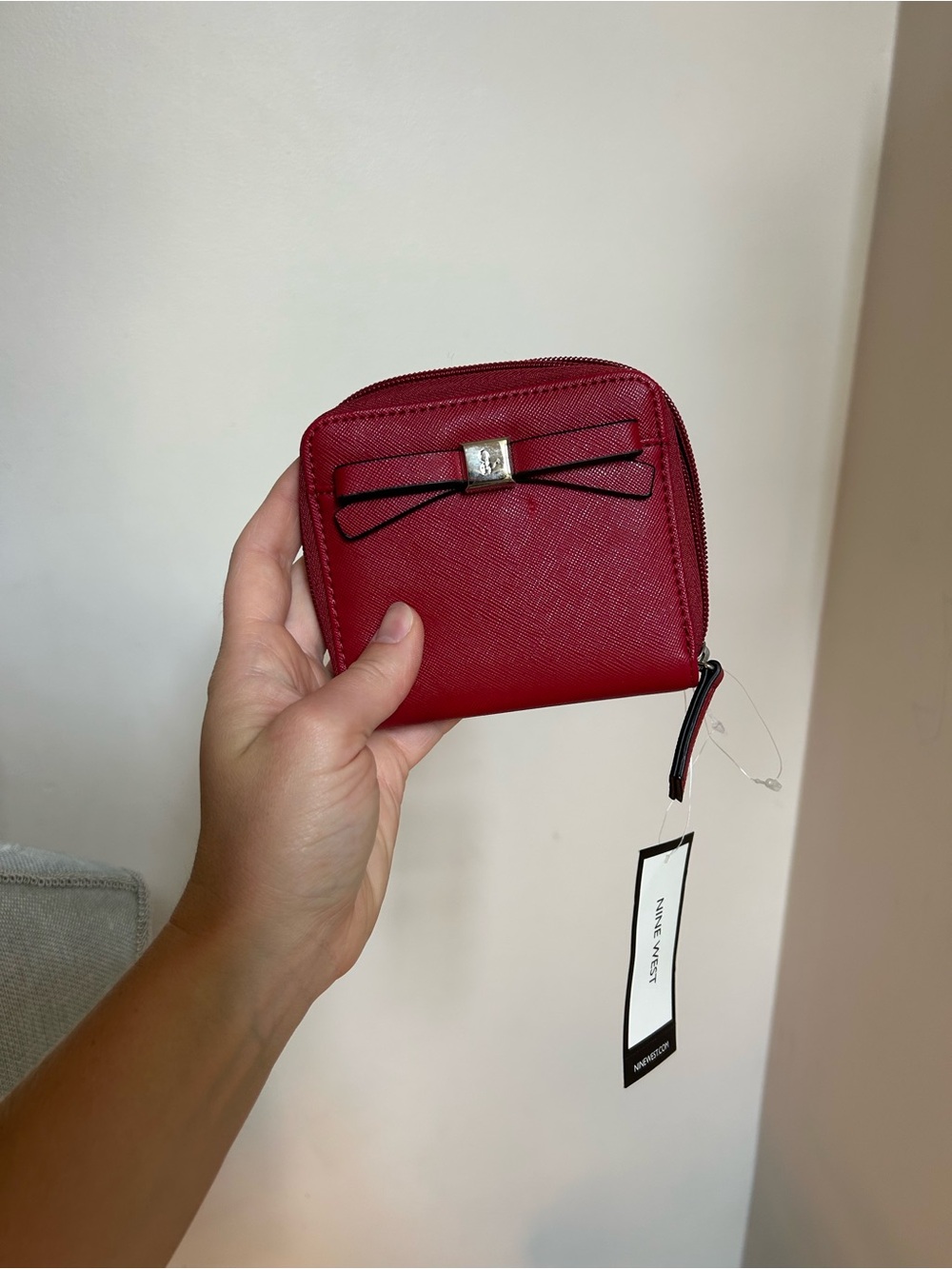 NWT Nine West Red Bow Zip Wallet